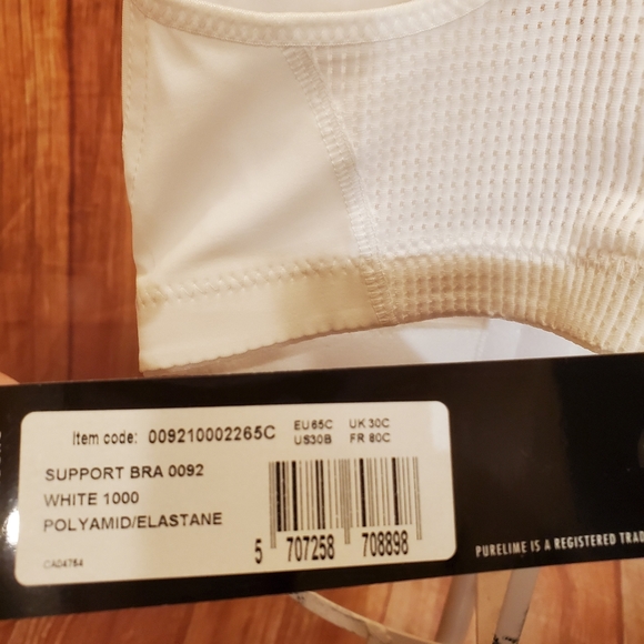 Pure Lime White Support Bra 0092 Sz 30B - Picture 4 of 6